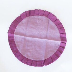 100% European Flax Linen Mauve Purple Burgundy Round Ruffle Placemat Handmade